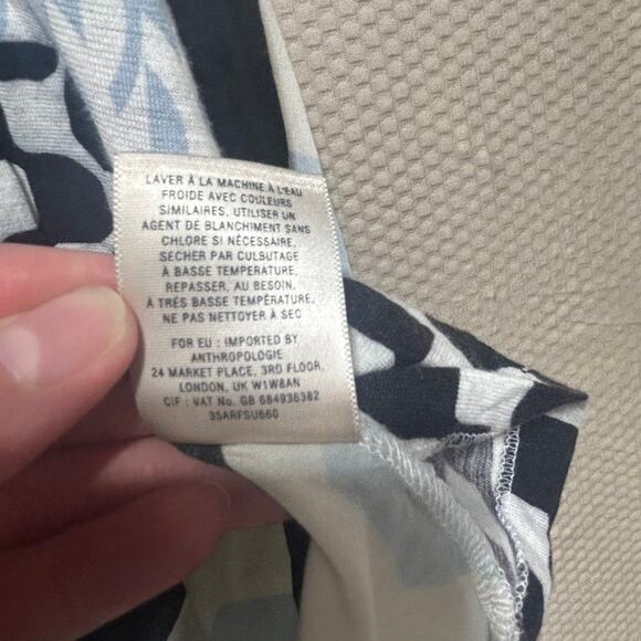 Anthropologie 9-H15 STCL Tunic Top Size M Navy White Geometric Print High Low - Picture 6 of 9